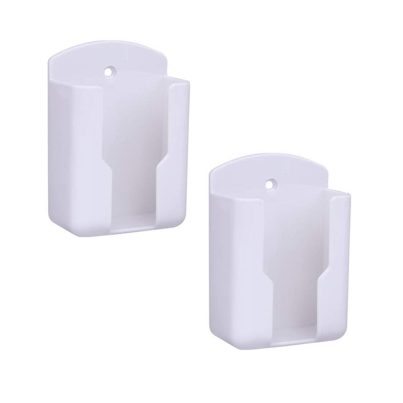 Xinally Pack of 2 Fashion Remote Control Holders Self Adhesive Wall Mount Air Conditioner Media Storage Racks Organizers (White) - Image 1